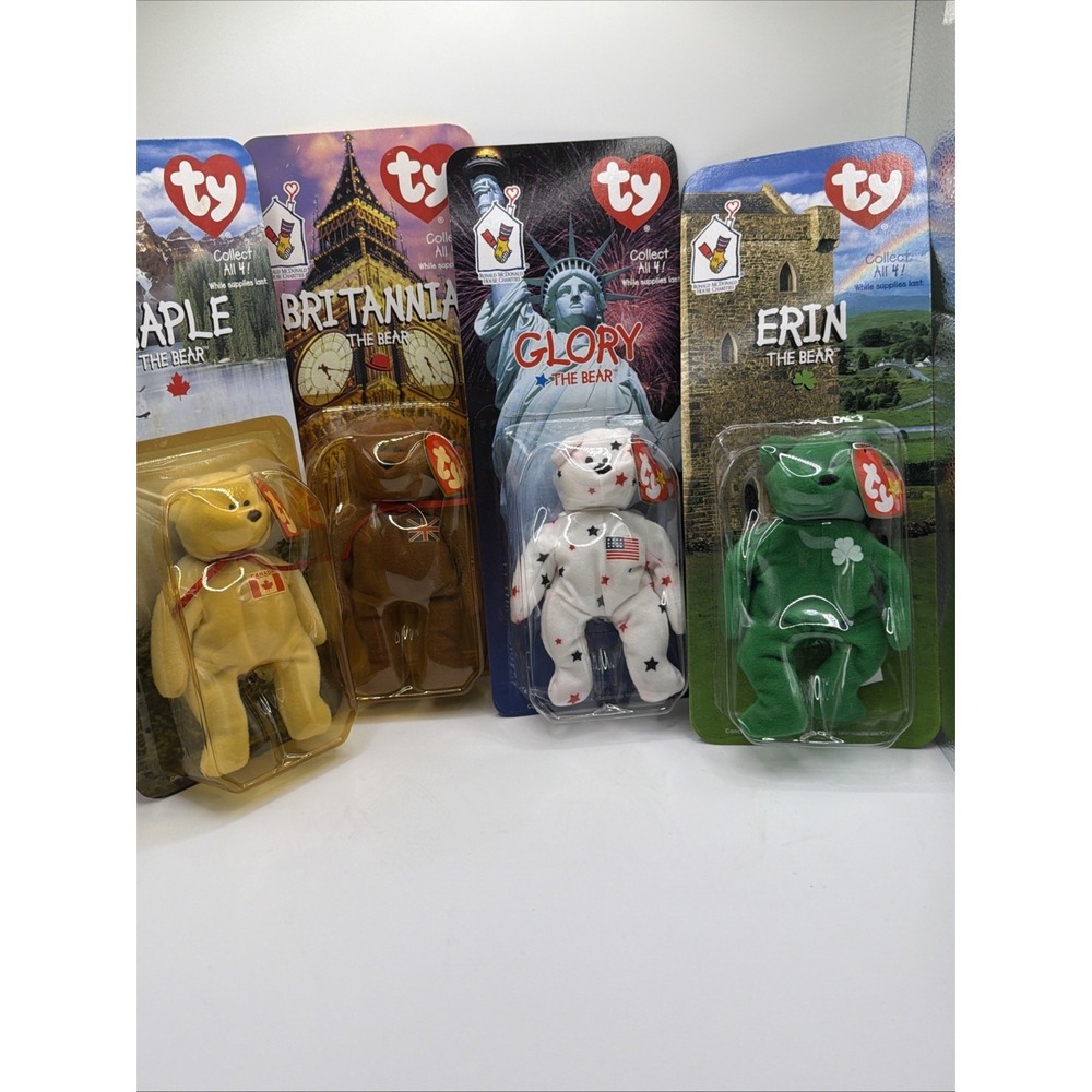 TY BEANIE BABIES MCDONALD'S INTERNATIONAL BEARS SET OF 4 RARE COLLECTABLE‎